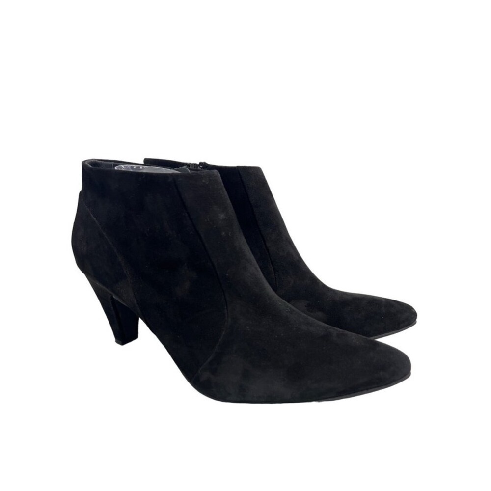 Paul Green Tatum Suede Ankle Bootie Women 8 Black Pointed Toe Cone Heel Bohemian